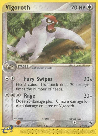47, Colorless, EX: Ruby & Sapphire, Fighting[×2], Normal, Reverse Holofoil, Uncommon Vigoroth (47/109) [EX: Ruby & Sapphire] - Trading Card World