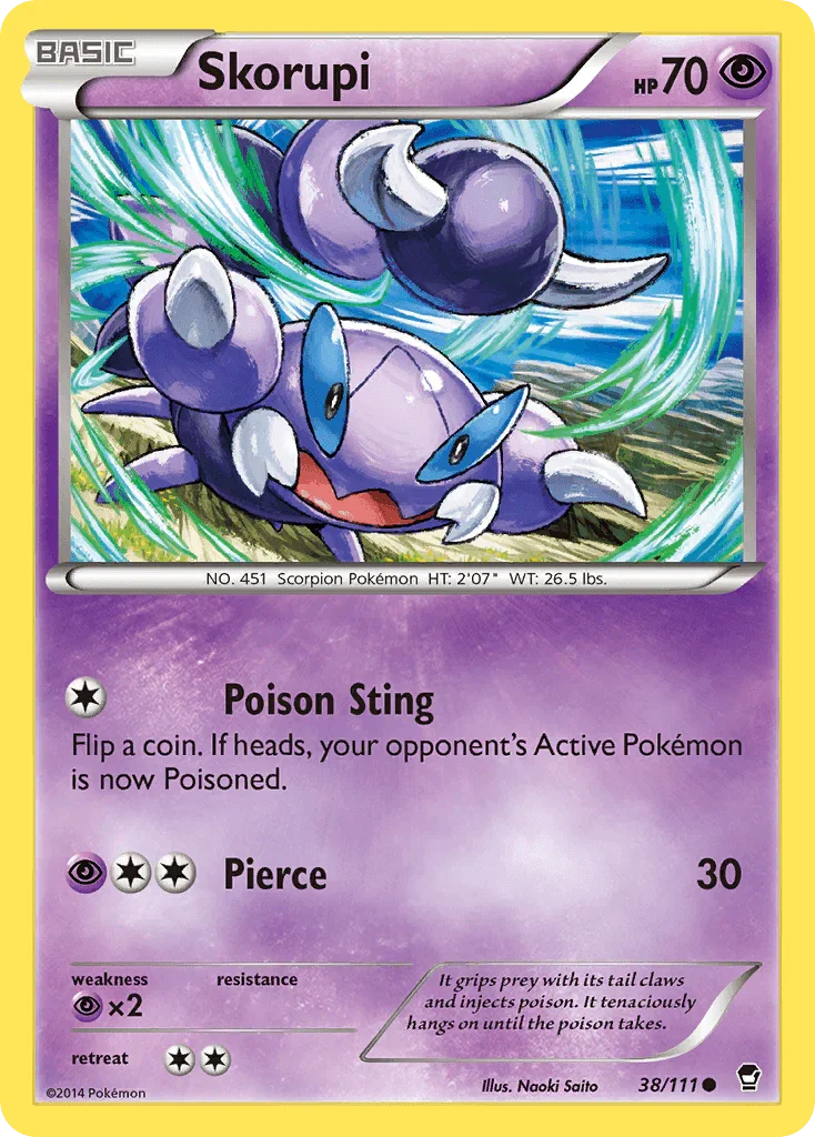 38, Common, Normal, Psychic, Psychic[×2], Reverse Holofoil, XY: Furious Fists Skorupi (38/111) [XY: Furious Fists] - Trading Card World