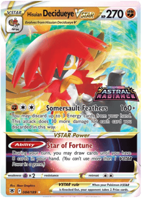 084, Fighting, Holofoil, Promo, Psychic[x2], Sword & Shield: Astral Radiance Hisuian Decidueye VSTAR (084/189) (Jumbo Card) [Sword & Shield: Astral Radiance] - Trading Card World