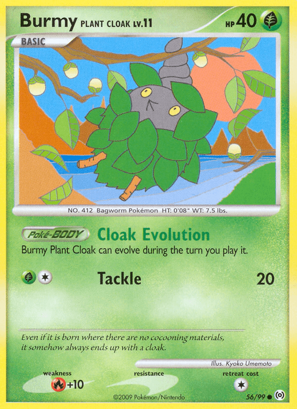 56, Common, Fire[+10], Grass, Normal, Platinum: Arceus, Reverse Holofoil Burmy Plant Cloak (56/99) [Platinum: Arceus] - Trading Card World