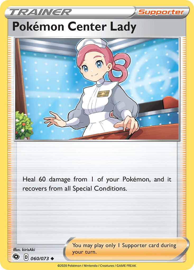 060, Normal, Reverse Holofoil, Supporter, Sword & Shield: Champion's Path, Uncommon Pokemon Center Lady (060/073) [Sword & Shield: Champion's Path] - Trading Card World