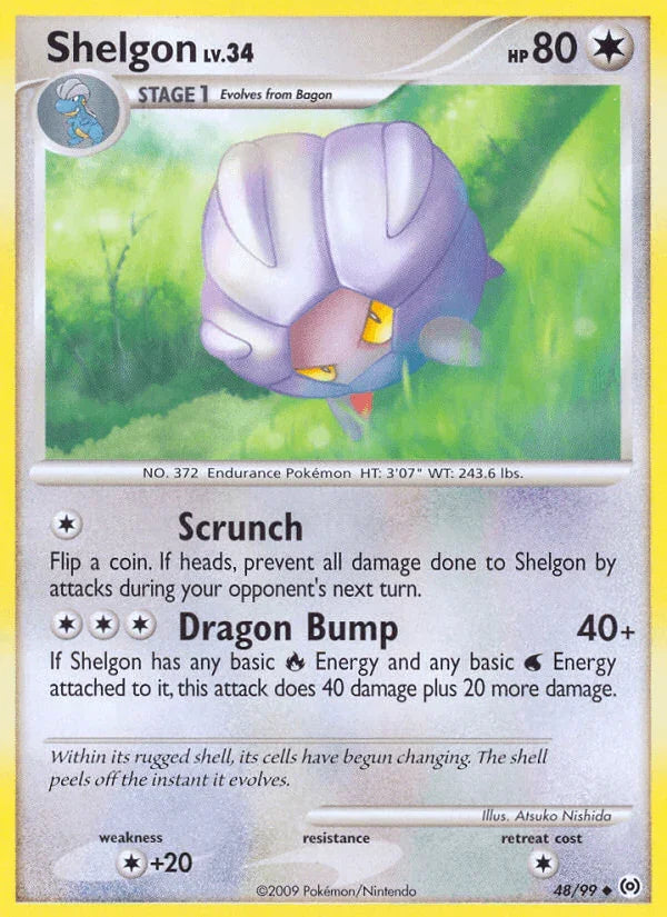 48, Colorless, Colorless[+20], Normal, Platinum: Arceus, Reverse Holofoil, Uncommon Shelgon (48/99) [Platinum: Arceus] - Trading Card World
