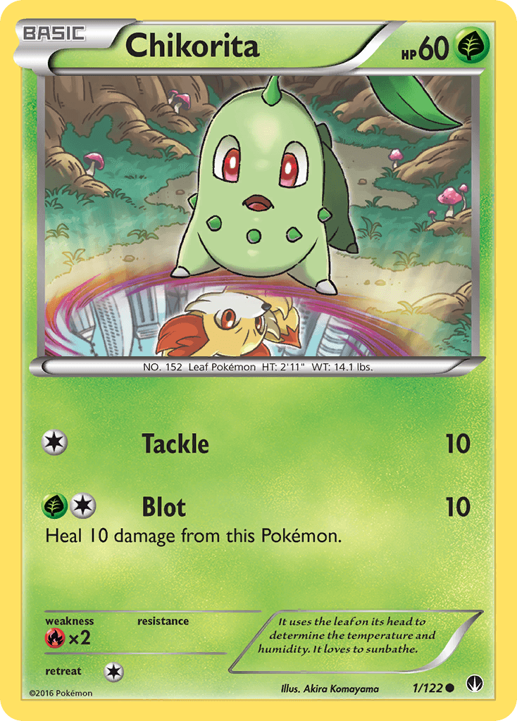 Common, Fire[×2], Grass, Normal, Reverse Holofoil, XY: BREAKpoint Chikorita (1/122) [XY: BREAKpoint] - Trading Card World