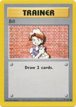 91, Base Set Shadowless Unlimited, Common, Normal, Trainer Bill (91/102) [Base Set Shadowless Unlimited] - Trading Card World