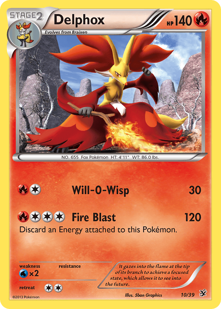 10, Common, Fire, Holofoil, Normal, Water[×2], XY: Kalos Starter Set Delphox (10/39) [XY: Kalos Starter Set] - Trading Card World