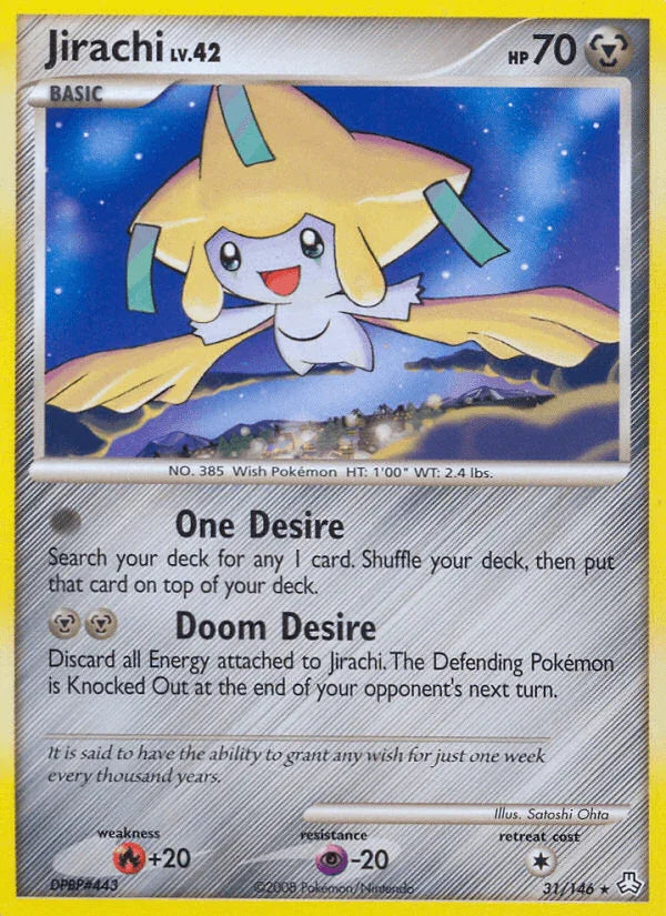 31, Diamond & Pearl: Legends Awakened, Fire[+20], Metal, Normal, Psychic[-20], Rare, Reverse Holofoil Jirachi (31/146) [Diamond & Pearl: Legends Awakened] - Trading Card World