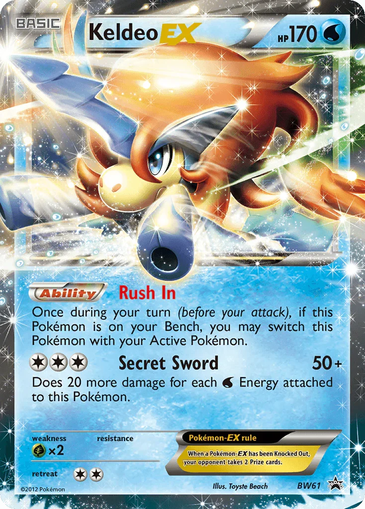 Black & White: Black Star Promos, Black Star Promo, BW61, Grass[×2], Holofoil, Water Keldeo EX (BW61) [Black & White: Black Star Promos] - Trading Card World