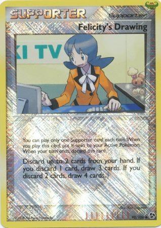 98, Diamond & Pearl: Great Encounters, Promo, Reverse Holofoil, Supporter Felicity's Drawing (98/106) (League Promo) [Diamond & Pearl: Great Encounters] - Trading Card World