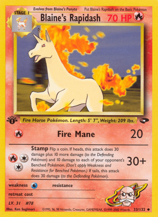 1st Edition Normal, 33, Fire, Gym Challenge 1st Edition, Uncommon, Water[×2] Blaine's Rapidash (33/132) [Gym Challenge 1st Edition] - Trading Card World
