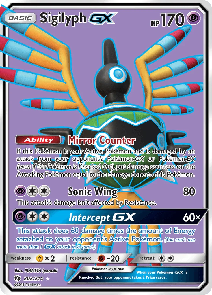 202, Fighting[-20], Holofoil, Lightning[×2], Psychic, Sun & Moon: Lost Thunder, Ultra Rare Sigilyph GX (202/214) [Sun & Moon: Lost Thunder] - Trading Card World