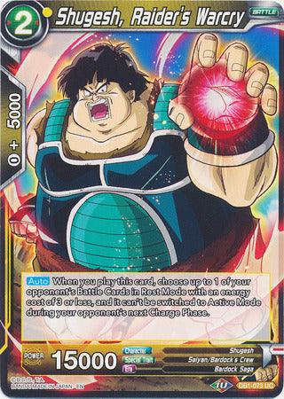 Bardock Saga, Battle, DB1-073, Dragon Brawl, Normal, Parallel Foil, Saiyan/Bardock's Crew, Shugesh, Uncommon, Yellow Shugesh, Raider's Warcry (DB1-073) [Dragon Brawl] - Trading Card World
