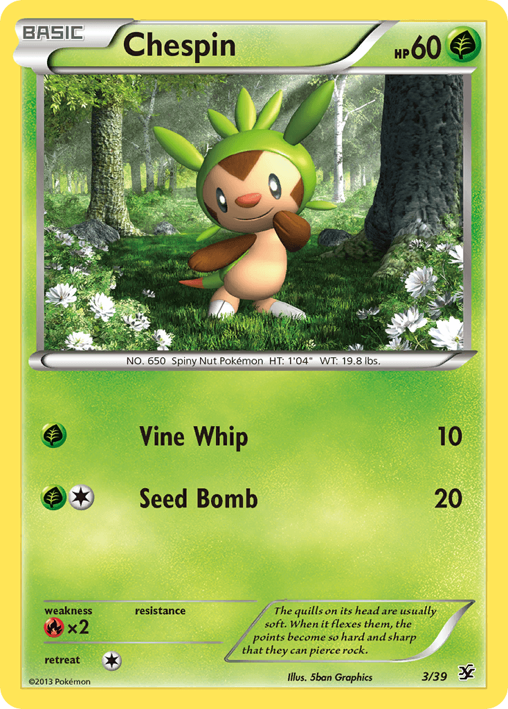 Common, Fire[×2], Grass, Holofoil, Normal, XY: Kalos Starter Set Chespin (3/39) [XY: Kalos Starter Set] - Trading Card World