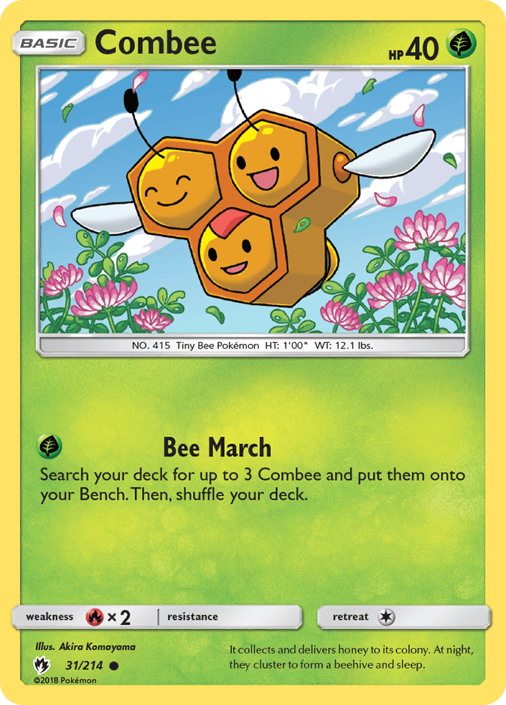 31, Common, Fire[×2], Grass, Normal, Reverse Holofoil, Sun & Moon: Lost Thunder Combee (31/214) [Sun & Moon: Lost Thunder] - Trading Card World