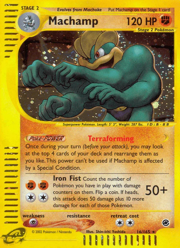 16, Expedition: Base Set, Fighting, Holo Rare, Holofoil, Psychic[×2], Reverse Holofoil Machamp (16/165) [Expedition: Base Set] - Trading Card World