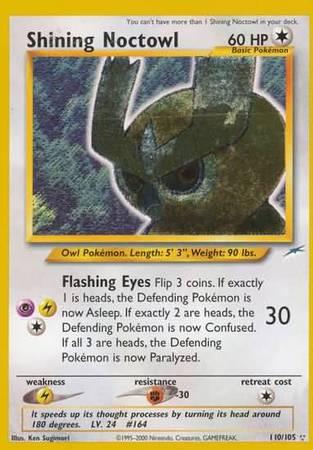 110, Colorless, Fighting[-30], Holofoil, Lightning[×2], Neo Destiny Unlimited, Secret Rare Shining Noctowl (110/105) [Neo Destiny Unlimited] - Trading Card World
