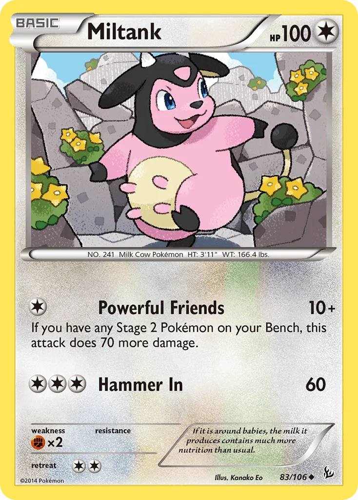 83, Colorless, Fighting[×2], Normal, Reverse Holofoil, Uncommon, XY: Flashfire Miltank (83/106) [XY: Flashfire] - Trading Card World