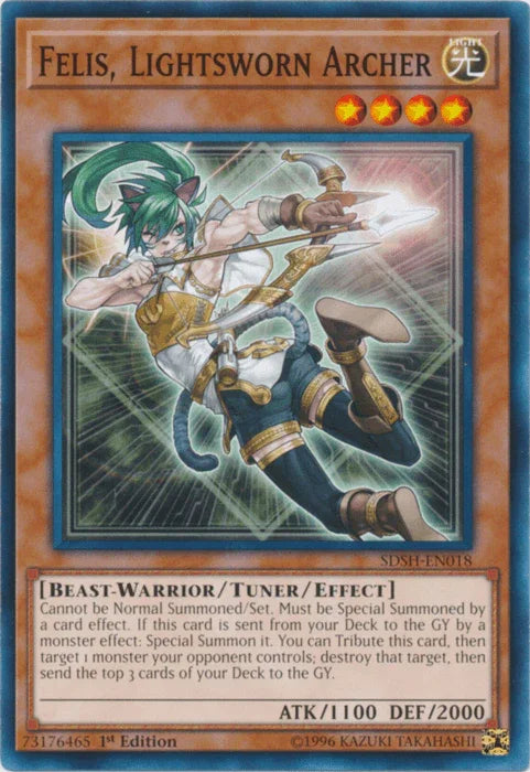 1st Edition, Beast-Warrior, Common, Light, Structure Deck: Shaddoll Showdown, Tuner/Effect Monster, Unlimited Felis, Lightsworn Archer [SDSH-EN018] Common - Trading Card World