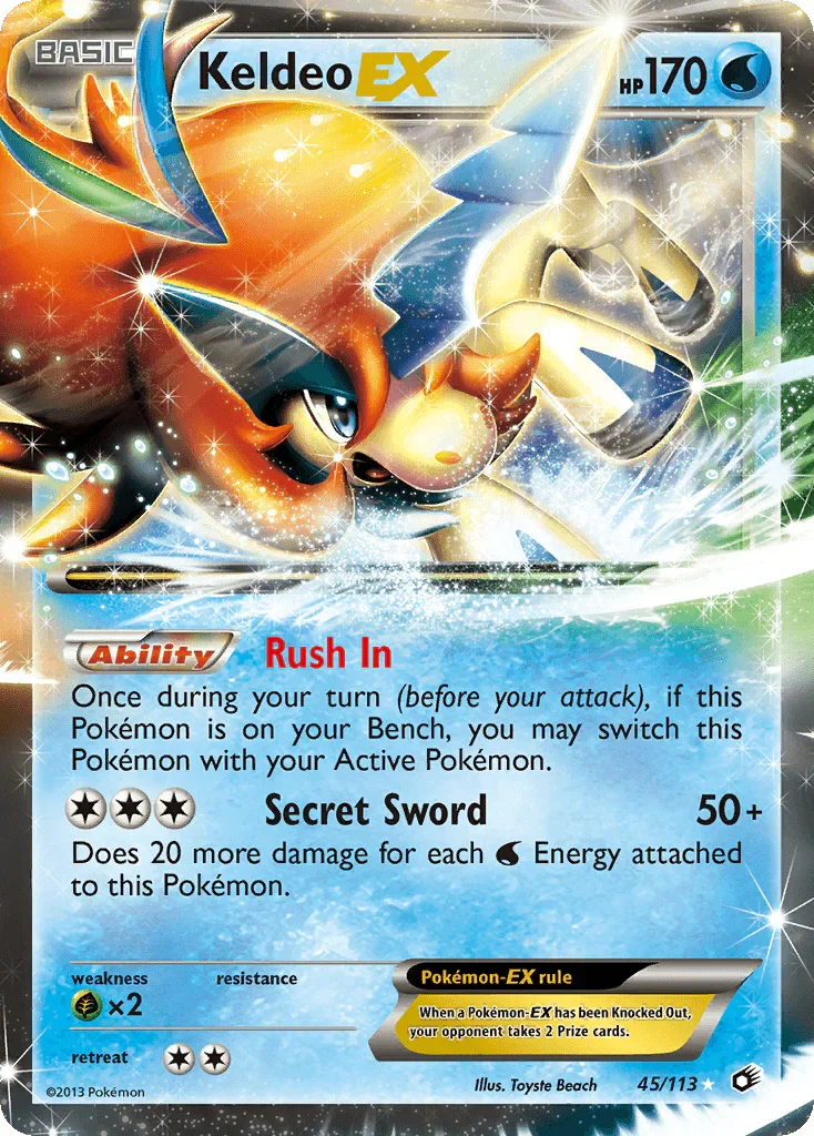 45, Black & White: Legendary Treasures, Grass[×2], Holofoil, Ultra Rare, Water Keldeo EX (45/113) [Black & White: Legendary Treasures] - Trading Card World