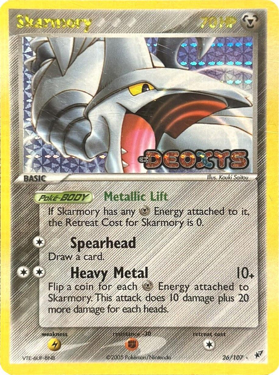 26, EX: Deoxys, Fighting[-30], Lightning[×2], Metal, Rare, Reverse Holofoil Skarmory (26/107) (Stamped) [EX: Deoxys] - Trading Card World