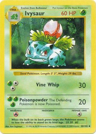 30, Base Set Shadowless Unlimited, Fire[×2], Grass, Normal, Uncommon Ivysaur (30/102) [Base Set Shadowless Unlimited] - Trading Card World