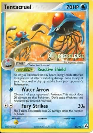 45, Lightning[×2], Nintendo: Black Star Promos, Normal, Promo, Water Tentacruel (45/92) (Prerelease Promo) [Nintendo: Black Star Promos] - Trading Card World