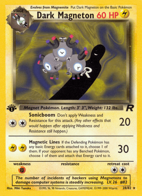 1st Edition Normal, 28, Fighting[×2], Lightning, Rare, Team Rocket 1st Edition Dark Magneton (28/82) [Team Rocket 1st Edition] - Trading Card World