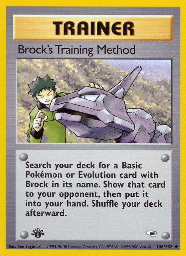 106, 1st Edition Normal, Gym Heroes 1st Edition, Item, Uncommon Brock's Training Method (106/132) [Gym Heroes 1st Edition] - Trading Card World