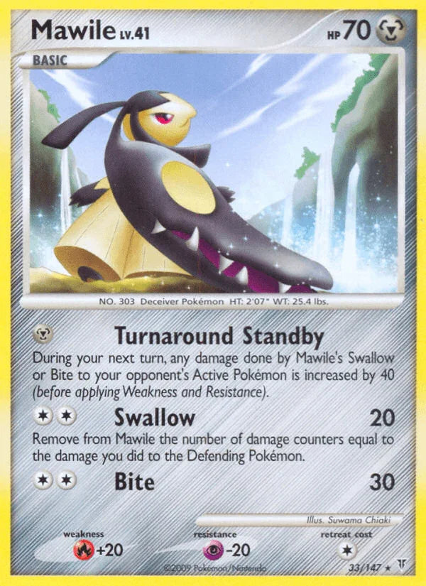 33, Fire[+20], Metal, Normal, Platinum: Supreme Victors, Psychic[-20], Rare, Reverse Holofoil Mawile (33/147) [Platinum: Supreme Victors] - Trading Card World