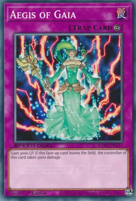 1st Edition, Common, Continuous Trap, Speed Duel GX: Duelists of Shadows, Trap Aegis of Gaia [SGX3-ENG17] Common - Trading Card World