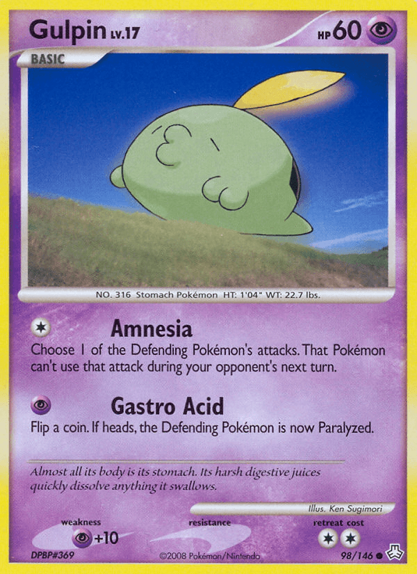 98, Common, Diamond & Pearl: Legends Awakened, Normal, Psychic, Psychic[+10], Reverse Holofoil Gulpin (98/146) [Diamond & Pearl: Legends Awakened] - Trading Card World