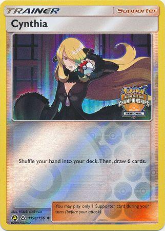 119a, Promo, Reverse Holofoil, Sun & Moon: Ultra Prism, Supporter Cynthia (119a/156) (Regional Championship Promo) [Sun & Moon: Ultra Prism] - Trading Card World