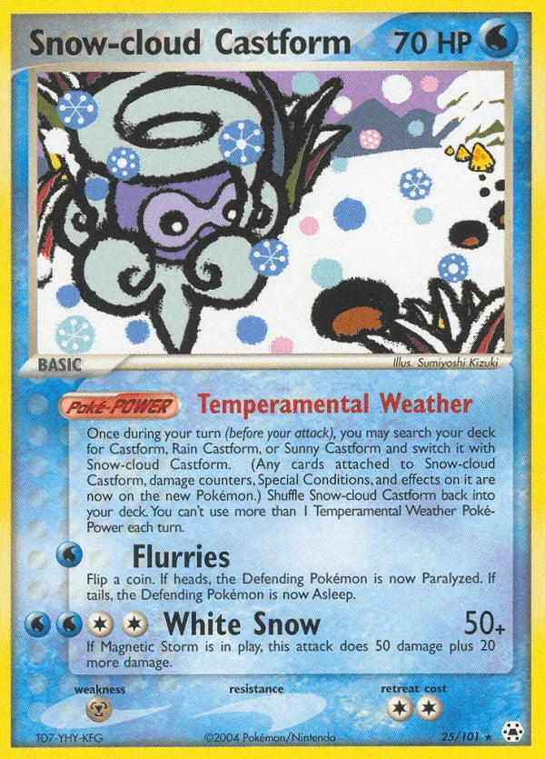 25, EX: Hidden Legends, Metal[×2], Normal, Rare, Reverse Holofoil, Water Snow-cloud Castform (25/101) [EX: Hidden Legends] - Trading Card World