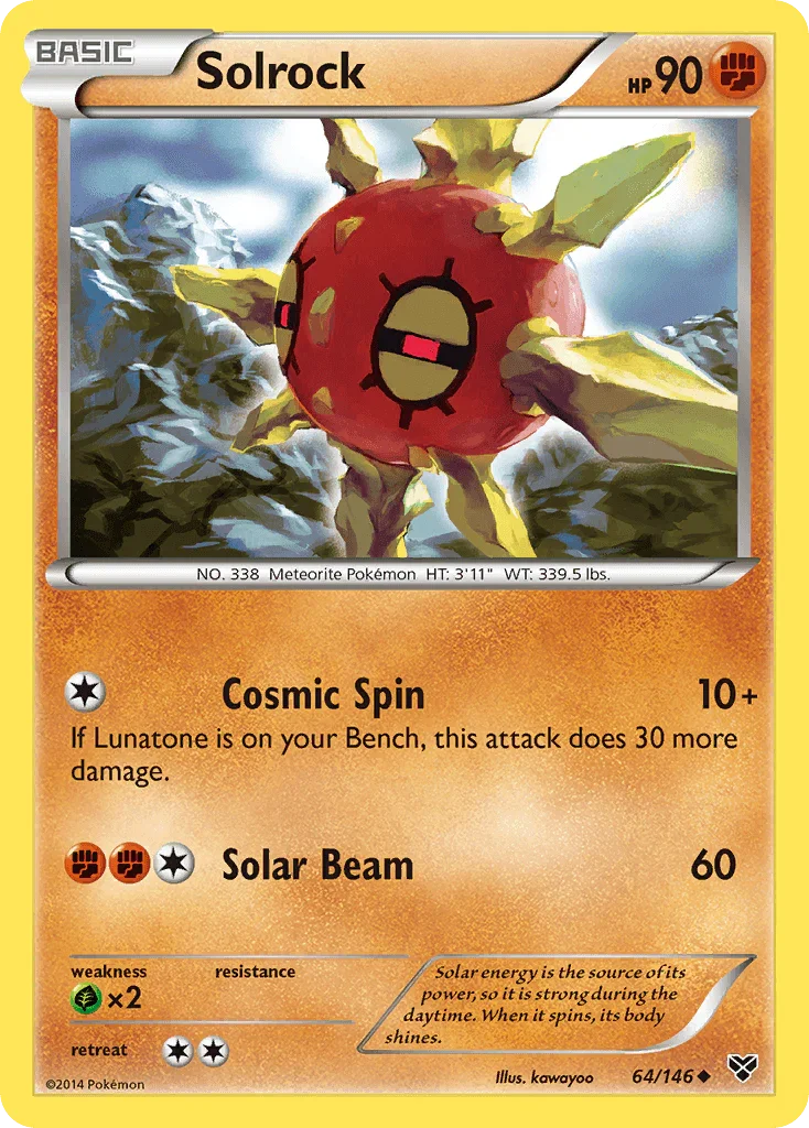 64, Fighting, Grass[×2], Normal, Reverse Holofoil, Uncommon, XY: Base Set Solrock (64/146) [XY: Base Set] - Trading Card World