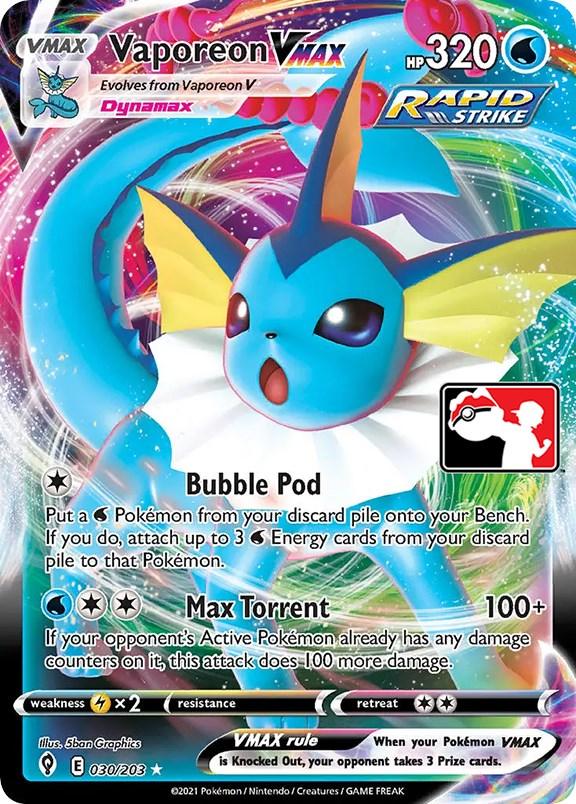 030, Holofoil, Lightning [x2], Prize Pack Series One, Ultra Rare, Water Vaporeon VMAX (030/203) [Prize Pack Series One] - Trading Card World