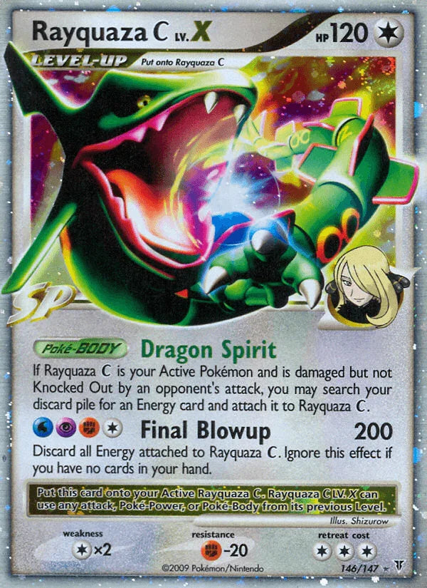 146, Colorless, Colorless[×2], Fighting[-20], Holo Rare, Holofoil, Platinum: Supreme Victors Rayquaza C LV.X (146/147) [Platinum: Supreme Victors] - Trading Card World