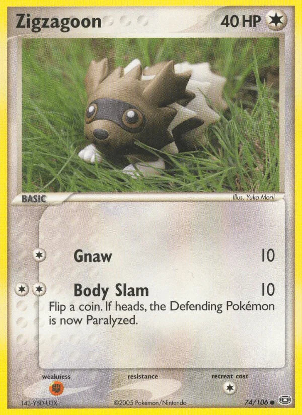 74, Colorless, Common, EX: Emerald, Fighting[×2], Normal Zigzagoon (74/106) [EX: Emerald] - Trading Card World