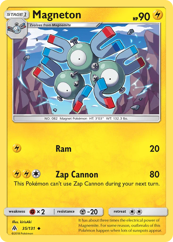 35, Fighting[×2], Lightning, Metal[-20], Normal, Reverse Holofoil, Sun & Moon: Forbidden Light, Uncommon Magneton (35/131) [Sun & Moon: Forbidden Light] - Trading Card World