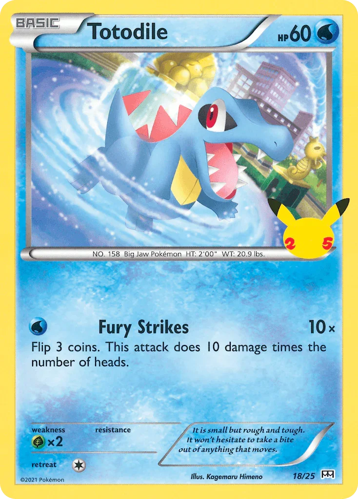 18, Grass[×2], Holofoil, McDonald's 25th Anniversary, Normal, Promo, Water Totodile (18/25) [McDonald's 25th Anniversary] - Trading Card World