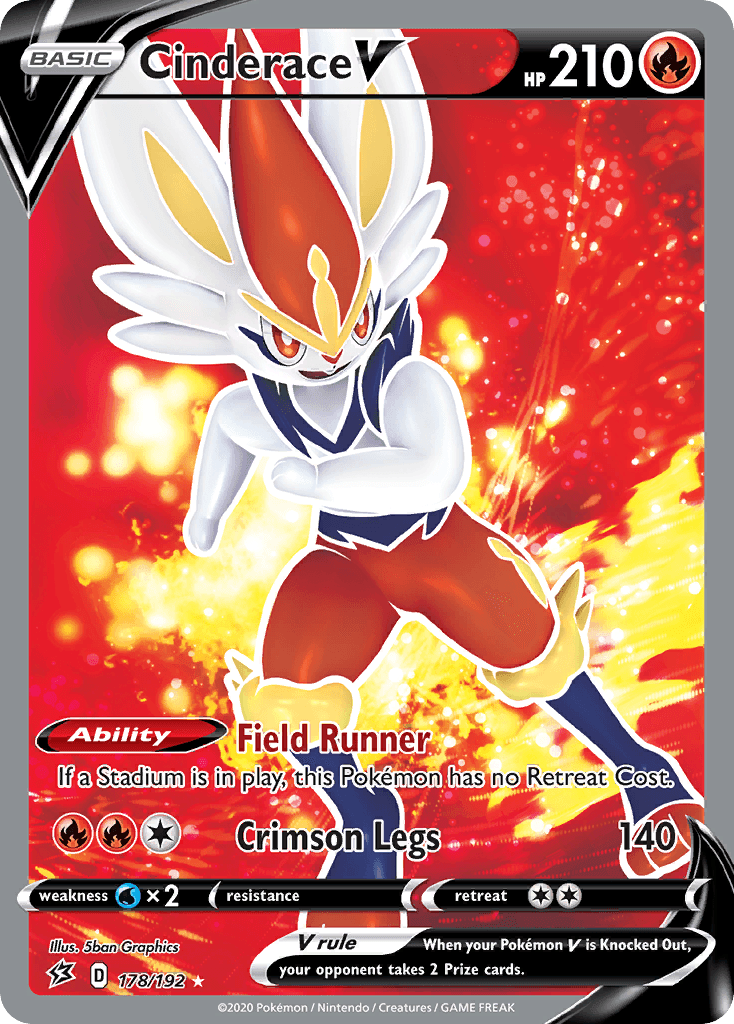 178, Fire, Holofoil, Sword & Shield: Rebel Clash, Ultra Rare, Water[×2] Cinderace V (178/192) [Sword & Shield: Rebel Clash] - Trading Card World
