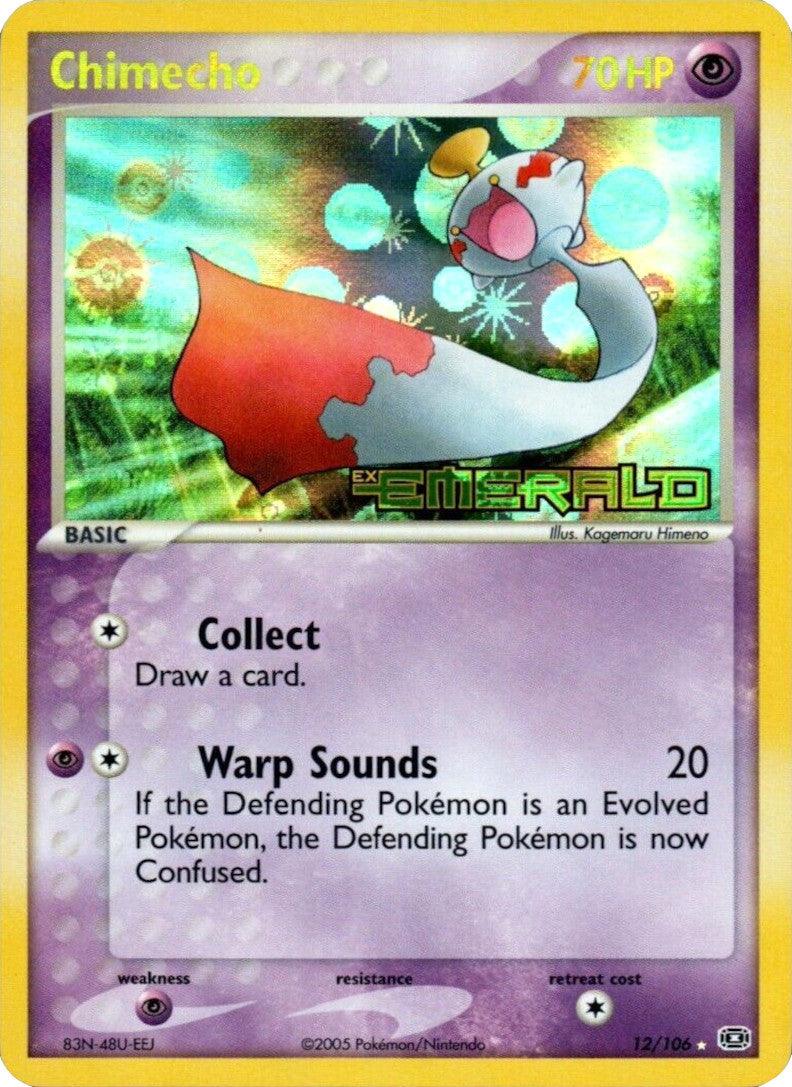 12, EX: Emerald, Psychic, Psychic[×2], Rare, Reverse Holofoil Chimecho (12/106) (Stamped) [EX: Emerald] - Trading Card World