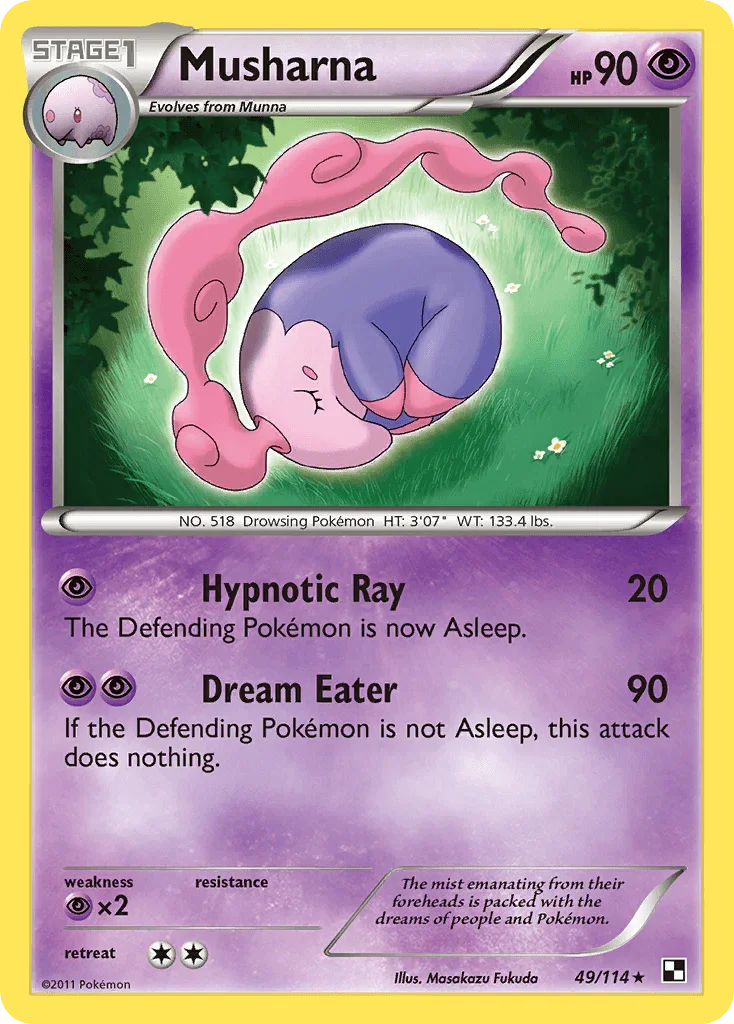 49, Black & White: Base Set, Normal, Psychic, Psychic[×2], Rare, Reverse Holofoil Musharna (49/114) [Black & White: Base Set] - Trading Card World