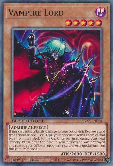 1st Edition, Common, Dark, Effect Monster, Speed Duel GX: Duelists of Shadows, Zombie Vampire Lord [SGX3-ENC05] Common - Trading Card World