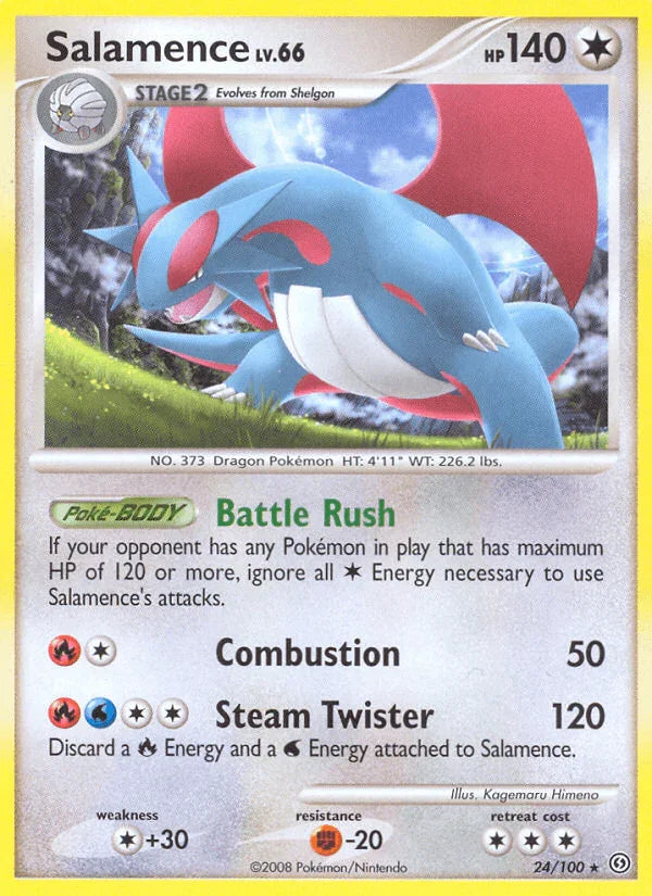 24, Colorless, Colorless[+30], Diamond & Pearl: Stormfront, Fighting[-20], Normal, Rare, Reverse Holofoil Salamence (24/100) [Diamond & Pearl: Stormfront] - Trading Card World