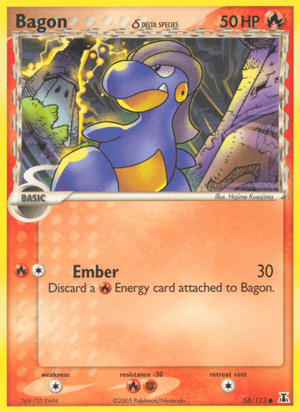 58, Colorless[×2], Common, EX: Delta Species, Fighting[-30], Fire, Fire[-30], Normal Bagon (58/113) (Delta Species) [EX: Delta Species] - Trading Card World