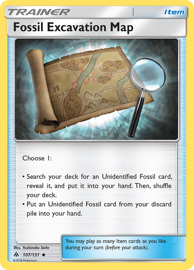Item, Normal, Reverse Holofoil, Sun & Moon: Forbidden Light, Uncommon Fossil Excavation Map (107/131) [Sun & Moon: Forbidden Light] - Trading Card World