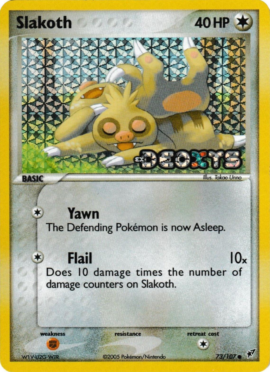 73, Colorless, Common, EX: Deoxys, Fighting[×2], Reverse Holofoil Slakoth (73/107) (Stamped) [EX: Deoxys] - Trading Card World