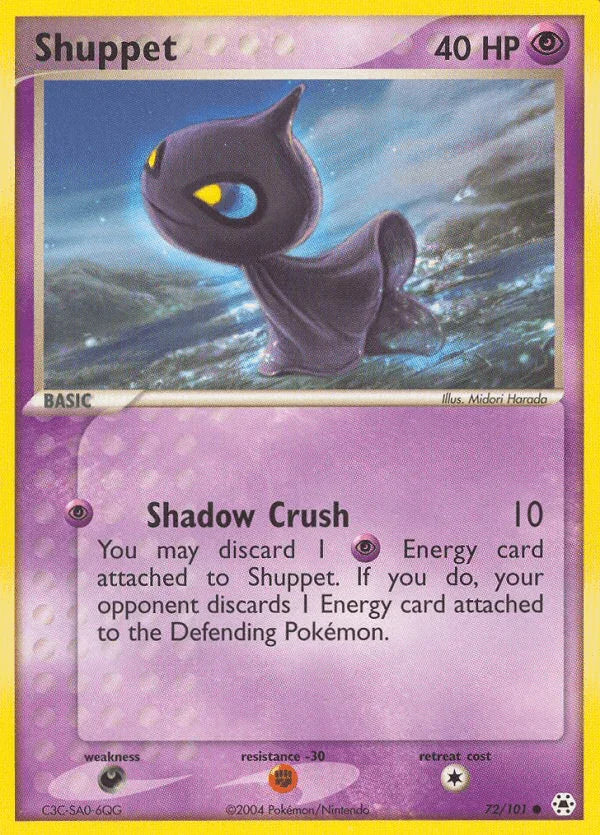 72, Common, Darkness[×2], EX: Hidden Legends, Fighting[-30], Normal, Psychic, Reverse Holofoil Shuppet (72/101) [EX: Hidden Legends] - Trading Card World