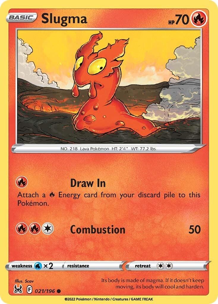 021, Common, Fire, Normal, Reverse Holofoil, Sword & Shield: Lost Origin, Water [x2] Slugma (021/196) [Sword & Shield: Lost Origin] - Trading Card World