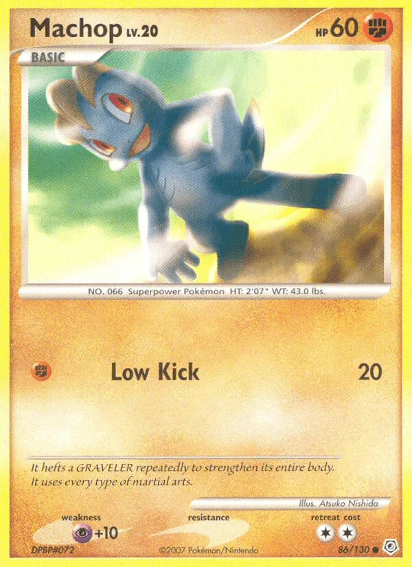 86, Common, Diamond & Pearl: Base Set, Fighting, Normal, Psychic[+10], Reverse Holofoil Machop (86/130) [Diamond & Pearl: Base Set] - Trading Card World
