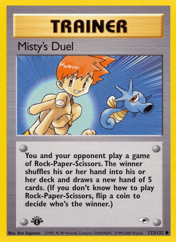 123, 1st Edition Normal, Common, Gym Heroes 1st Edition, Item Misty's Duel (123/132) [Gym Heroes 1st Edition] - Trading Card World